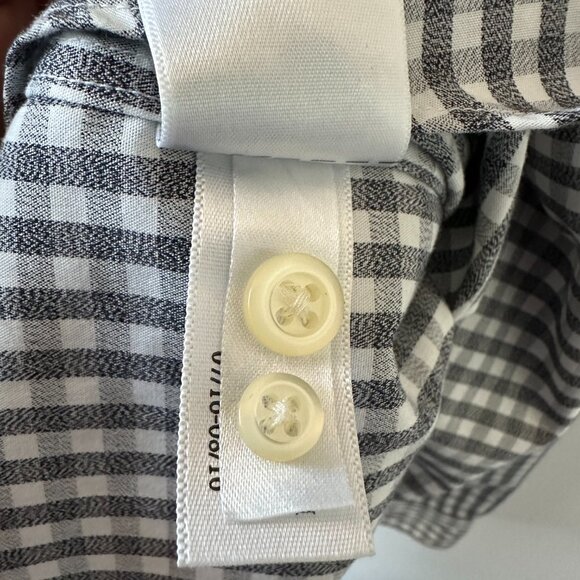 Banana Republic Medium 15-15.5 Slim Gray & White Check Men's Dress Shirt - Picture 4 of 11